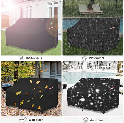 okcool Heavy Duty Patio Sofa Cover, 100% Waterproof 3-Seater Outdoor Sofa Cover Fits up to 79W x 38D x 35H Inches, Lawn Patio Furniture Covers,Black