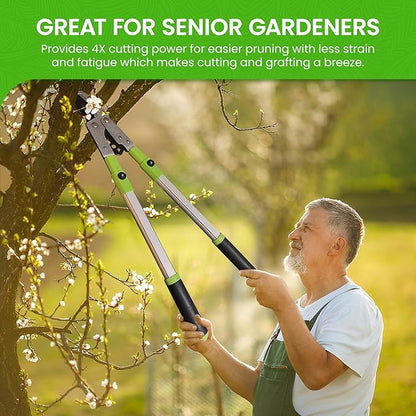 Garden Guru Extendable Anvil Lopper Tree Trimmer with Compound Action, Chops Thick Branches with Ease, 28-40”, Non-Stick High Carbon Steel Blade, Heavy Duty Branch Cutter, 2 Inch Clean Cut Capacity, 2