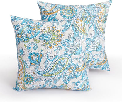 Outdoor Throw Pillows Waterproof Covers 2 Pack 16×16 Inch, Decorative Toss Pillows Covers, Rain-Proof, Fade Resistant for Patio Furniture, Sofa, Couch, Garden