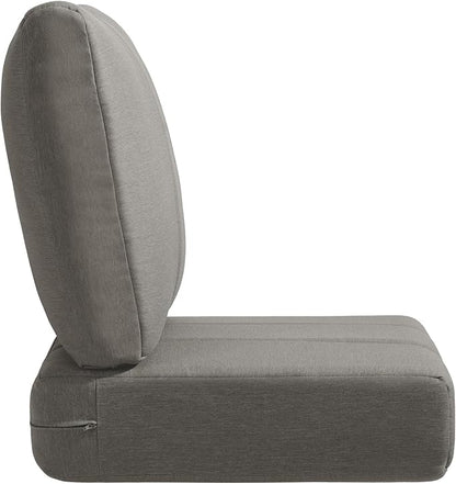 Luxury 24x24x6 Inch Kitty Outdoor Cushions for 5 Peice Patio Furniture Set - Set of 5 Water-Resistant Pillow for Dining Rocking Swivel Chairs Loveseat Couch Sectional Sofa - Grey