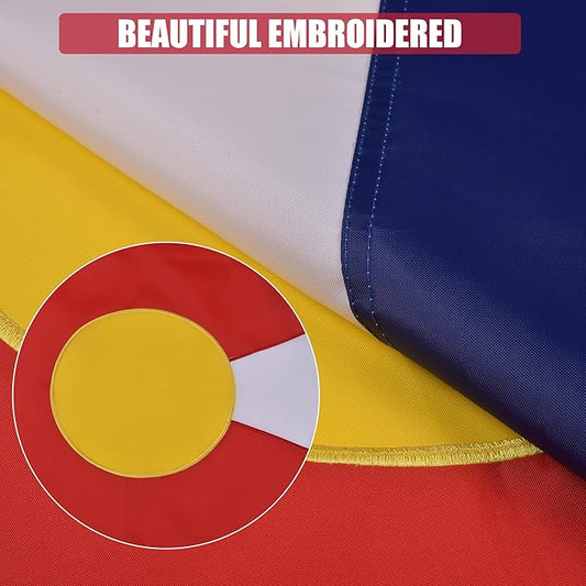 Colorado State Flag 4x6 Ft Deluxe Full Embroidered Premium Polyester Durable CO Outside Flag with Sewn Stripes and Brass Grommets for Indoor/Outdoor