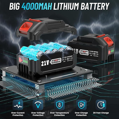 SEESII PS810 2-IN-1 Cordless Pole Saw & Mini Chainsaw, 8-inch Electric Saws Brushless with 2 x 4.0Ah Batteries, 16-Foot MAX, Chain Saw with Extension Pole for Wood Cutting Trimming Branch