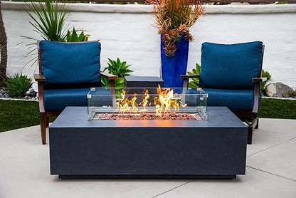 AMS Creations | Chelsea 55 inch Rectangular Wavy Dark Gray Concrete GFRC Propane Gas Fire Table Pit