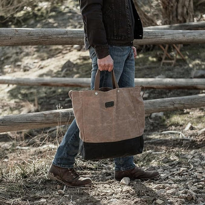Barebones Neelum Large Waxed Canvas Tote Bags - Heavy Duty Canvas Bag and Reusable Grocery Bag