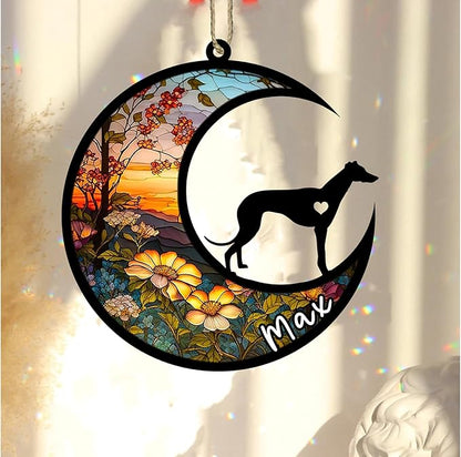 Personalized Dog Memorial, Custom Name Greyhound Dog Christmas Ornament with Name, Custom Breeds, Pet Loss Light Catcher, Gifts for Lovers Loss of Pet Sympathy on Mothers Day Christmas