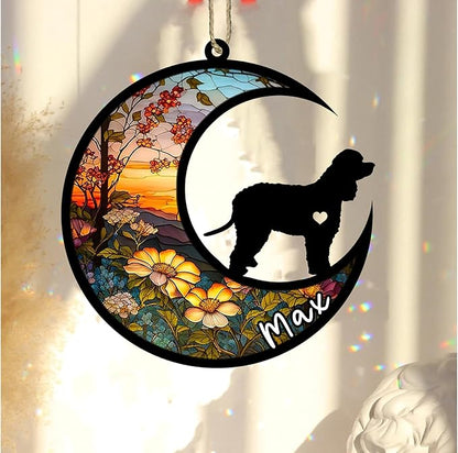 Personalized Dog Memorial, Custom Name Irish Water Spaniel Dog Christmas Ornament with Name, Custom Breeds, Pet Loss Light Catcher, Gifts for Lovers Loss of Pet Sympathy on Mothers Day Christmas