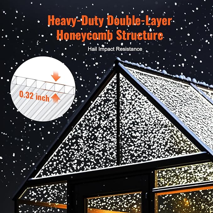 VEVOR 5 Pack Polycarbonate Greenhouse Panels, 2' X 4' X 0.32'' Roof Panels Sheets, Waterproof UV Protected Corrugated Plastic Roofing, Impact Resistance Clear Roofing Sheets for Greenhouse/Garden