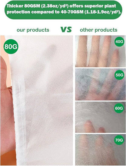 Abimars Thicker Plant Covers Freeze Protection Jacket 2.36 oz/yd², 3.3'x3.3' Reusable Winter Plant Covers with Drawstring & Zipper, 2 Pack Light, Porous Fabric for Plant Breathing