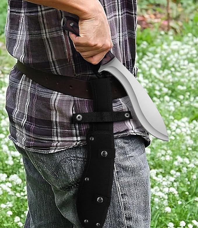 JXE JXO 13.2" Machete, Full Tang Machete for Cutting Trees Heavy Duty, 1065 High Manganese Steel with Nylon Sheath for Yard Work, Bushcraft and Outdoor