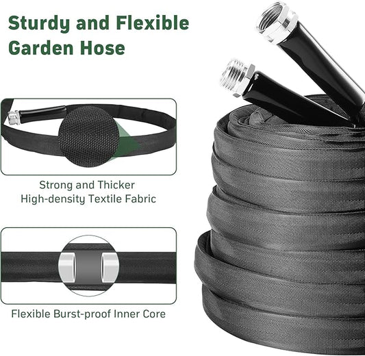 Garden Hose, 50ft Non-Expandable, Lightweight Water Hose, Leakproof & Durable Design, Easy to Store for Gardening, Car Washing, Pet Bathing