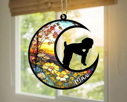 Personalized Dog Memorial, Custom Name Schnoodle Dog Christmas Ornament with Name, Custom Breeds, Pet Loss Light Catcher, Gifts for Lovers Loss of Pet Sympathy on Mothers Day Christmas
