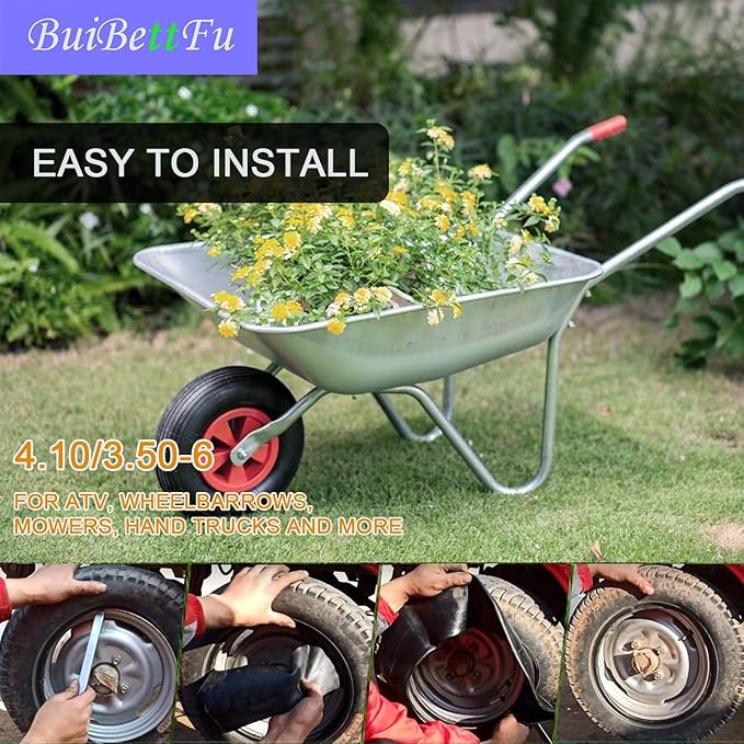 4.10/3.50-6 (13x4.00-6) Replacement Inner Tube, with TR87 Bent Metal Valve Stem fit for Wheelbarrows, Lawn Mowers, Snow Blowers,Hand Trucks, Tractors and More 3.50-6 4.00-6 4.10-6 Tire Tubes (2/Pack)