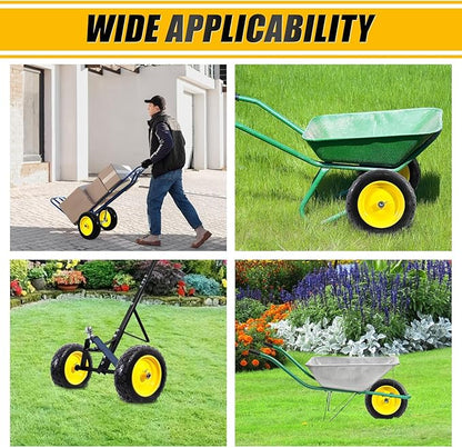 MZREXN 4.80/4.00-8" Flat Free Tire and Wheel 15" Solid Wheelbarrow Tires 3.00-4.00/4.80-8" with 5/8" & 3/4" Bearings, 3" Centered Hub for Hand Truck Garden Trailers Utility Cart Yard Wagon 2PCS Yellow