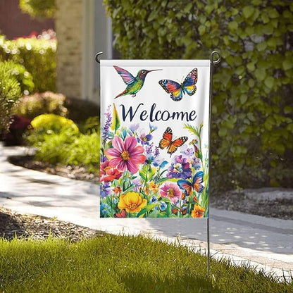 Spring Flower Garden Flag Vertical Double Sided Outdoor Yard Flags 12.5x18 Inch Burlap Banners for House Lawn