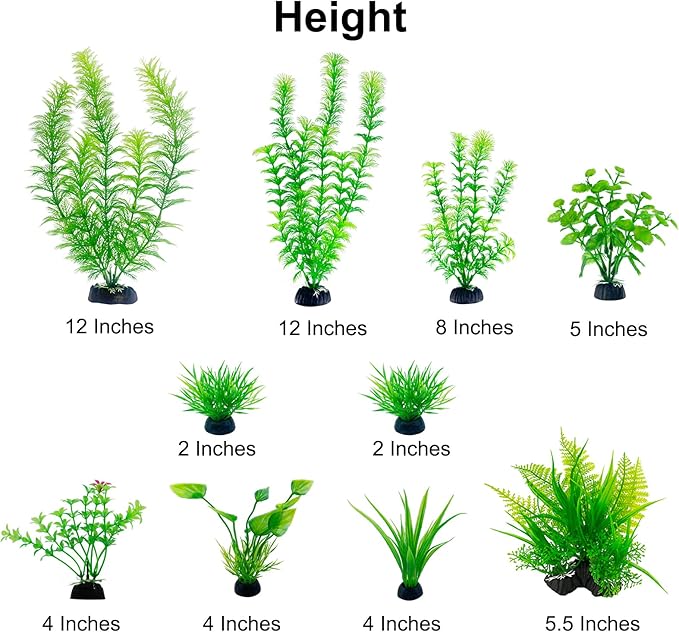 Artificial Aquarium Plants Plastic, Fake Plants for Aquarium Fish Tank, Realistic Plant 10PCS