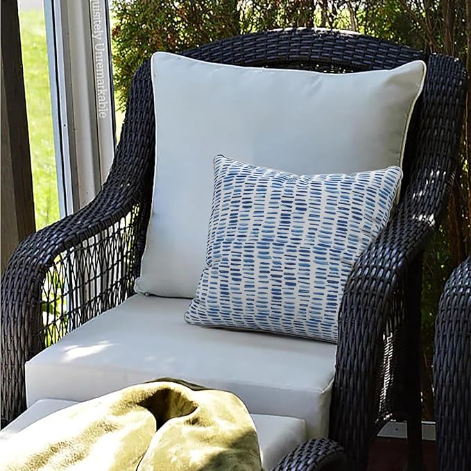 LVTXIII Outdoor Throw Pillows 20x20 Patio Waterproof Square Pillows with Piping Fade Resistant Accent Pillow for Spring Summer Garden Decoration, Set of 2, Pebble Blue