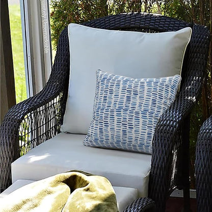 LVTXIII Outdoor Throw Pillows 20x20 Patio Waterproof Square Pillows with Piping Fade Resistant Accent Pillow for Spring Summer Garden Decoration, Set of 2, Pebble Blue