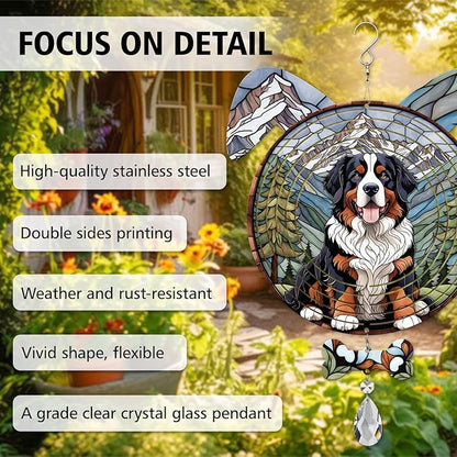 Bernese Mountain Dog Ears Wind Spinner, Bernese Mountain Wind Spinner Hanging for Yard and Garden V02