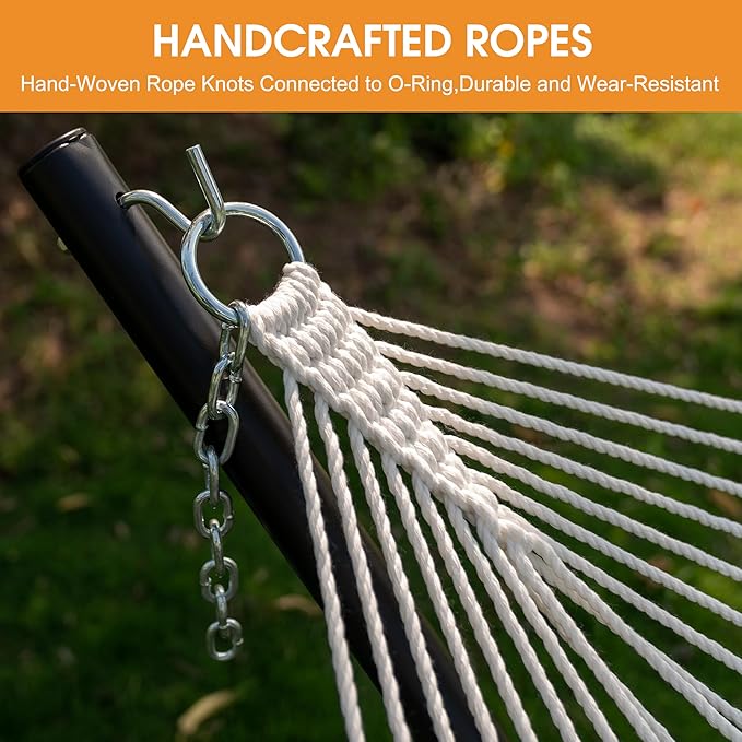 Lazy Daze Hammocks Quick Dry Hammock with Spreader Bar Textliene Fabric Double 2 Person Hammock with Chains Outdoor Patio Poolside Backyard Beach 450 lbs Capacity, Red Stripes