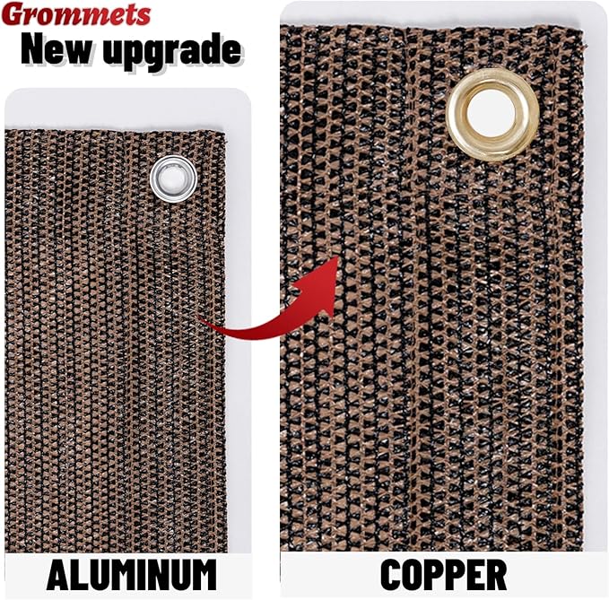 SUNNY GUARD Shade Cloth Custom Size 7x12 FT Sun Shade Screen Fabric Shade Cover Tarp with Grommets for Pergola Backyard Garden, Brown(We Customized)