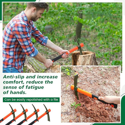 Lothee 8 Pcs Pick Mattock Hoe 15 Inch Heavy Duty Forged Garden Pick Axe with Rubber Non-Slip Handle Weeding Mattock Hoe Agriculture Hand Tools for Weeding Cultivating Camping or Prospecting