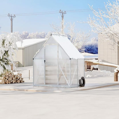 6'X4' Aluminum-Framed Polycarbonate Greenhouse, Heavy Duty Polycarbonate Greenhouse with Quick Setup Structure and Roof Vent, Large Enhanced Aluminum Greenhouses Kit for Outdoors