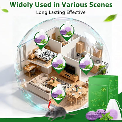 Mouse Repellent Indoor & Outdoor, 36 Pack Powerful Peppermint Keep Rodent, Mice, Skunk, Raccoon Away House Home Attic Kitchen Car Engines, Long-Lasting Protection and Safe Family