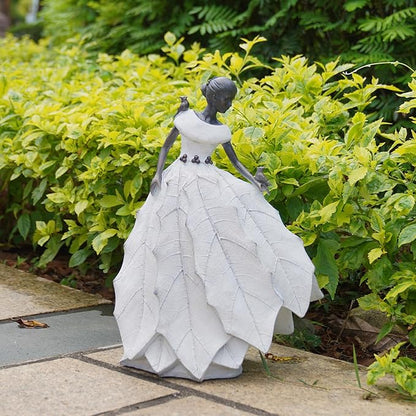 DiliComing Fairy Garden Accessories Outdoor Statue - 14.5 Inch Table Decor for Living Room Garden Maiden Bookshelf Decor Xmas Resin Holly Leaves Maiden White Statue