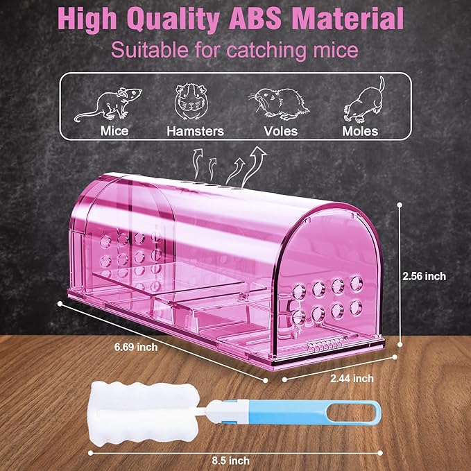 4 Pcs Humane Mouse Traps Indoor for Home, Live Mouse Trap, Reusable Mice Trap Catcher for House & Outdoors