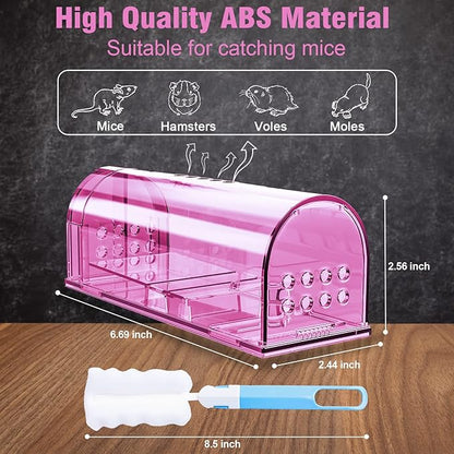 4 Pcs Humane Mouse Traps Indoor for Home, Live Mouse Trap, Reusable Mice Trap Catcher for House & Outdoors