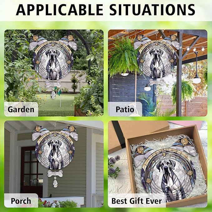 Great Dane Dog Ears Wind Spinner, Great Dane Wind Spinner Hanging for Yard and Garden V02