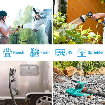 TheFitLife Garden Hose 25 FT - 25FT Water Hose with Nozzle and Metal Fittings, High Pressure 25 Feet x 1/2" Outdoor Hose for Reel Cart, Sprinkler, Easy Storage, Leak Proof (25FT)