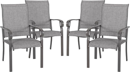 NUU GARDEN Patio Dining Chairs Set of 4, All Weather Textilene Patio Chairs,Powder-Coated Metal Frame Outdoor Patio Bistro Dining Chairs for Lawn Garden Backyard, Light Gray