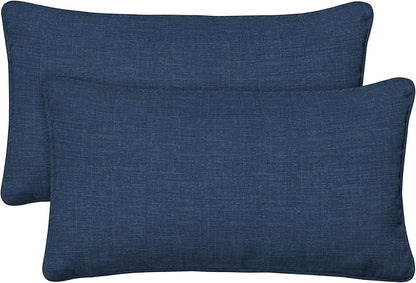 Honeycomb Outdoor Lumbar Pillow 2-Pack, 22 x 12, Hampton Texture Navy Throw Pillows for Patio Furniture