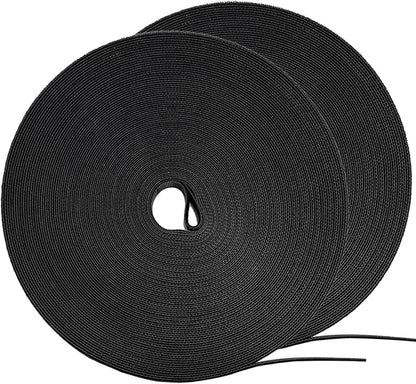 164ft x 1/2 inch Reusable Fastening Cable Ties, Hitotsu Hook and Loop Roll, Self-Gripping Bundling Strips for Cord Manage,Home, Office, Electrical Cords, Data Center, Host Room, Black, 2 Roll