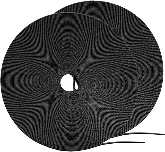 164ft x 1/2 inch Reusable Fastening Cable Ties, Hitotsu Hook and Loop Roll, Self-Gripping Bundling Strips for Cord Manage,Home, Office, Electrical Cords, Data Center, Host Room, Black, 2 Roll
