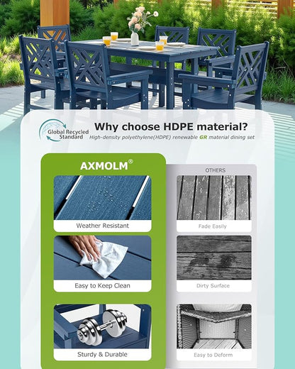 10 Piece HDPE Outdoor Dining Set for 8, Patio HDPE Furniture Set with 2 Table and Umbrella Hole, Outdoor Table and Chairs for Garden, Poolside, Backyard, Deck