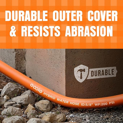 Garden Hose 6 ft x 5/8", NON-EXPANDING Flexible Water Hose, Kink Resistant Lightweight Hybrid Hose, Leakproof Yard Hose with Male to Female Fittings