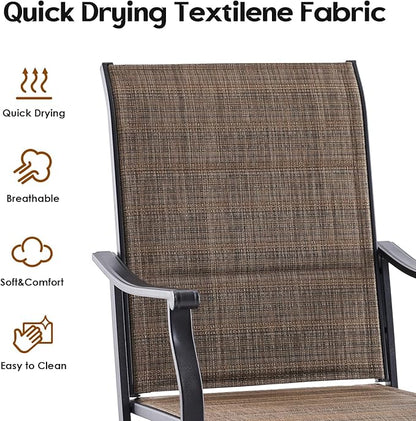 Soohow Swivel Outdoor Dining Chairs Set of 8, Patio Swivel Dining Chair with Textilene Fabric, Outdoor Metal Armchair All Weather Resistant, Ergonomic Comfort, Perfect for Patio, Backyard, Balcony