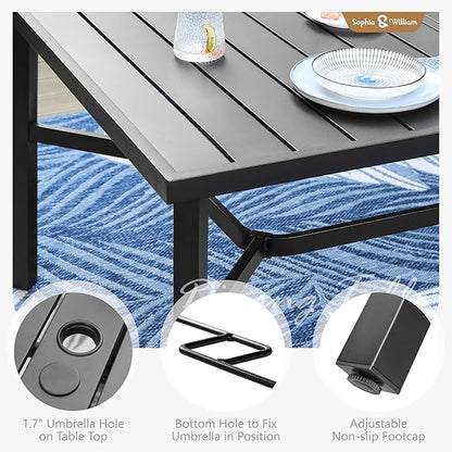 Sophia & William Patio Dining Set 9 Pieces, Patio Table and Chairs Set for 8, 83"x 39" Large Rectangular Metal Dining Table and 8 x Lightweight Aluminum Stackable Chairs (Blue)