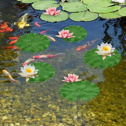10Pcs Floating Lily Pads for Ponds - 5 Sizes Artificial Lotus Leaves, Realistic EVA Foam Decorative Pads for Pool, Fountain, Garden, Aquarium Decor