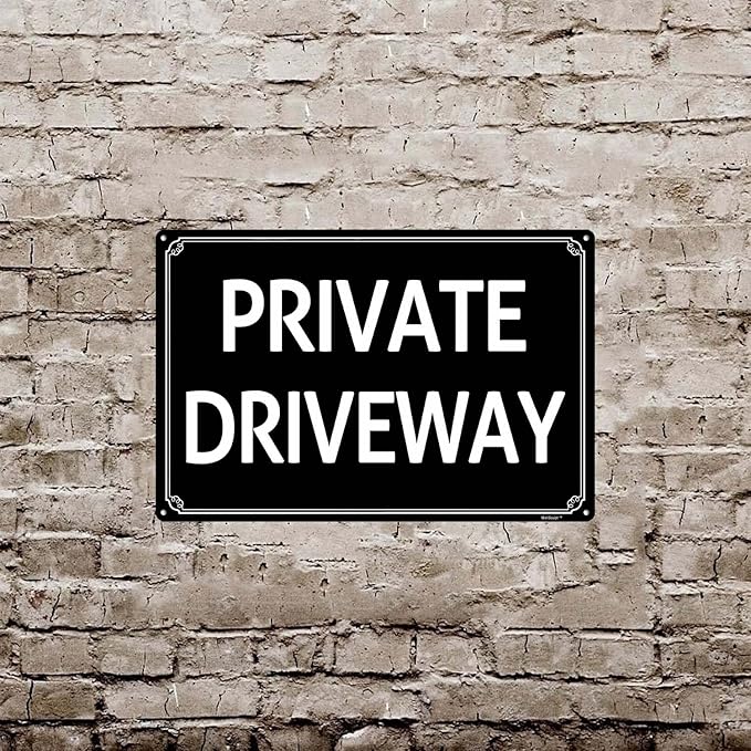 12x16" Private Driveway- High-Intensity Aluminum Parking Lot Sign, Weatherproof & Fade-Resistant, Ideal for Outdoor & Indoor Use - Curbside Sign(horizontal version)