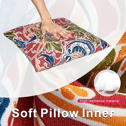 JMGBird 18×18 Inch Outdoor Lumbar Pillows Pack of 2 Colors Waterproof Throw Pillows with Insert Rectangular Decorative Garden Cushion for Home Furniture Patio Coach Sofa
