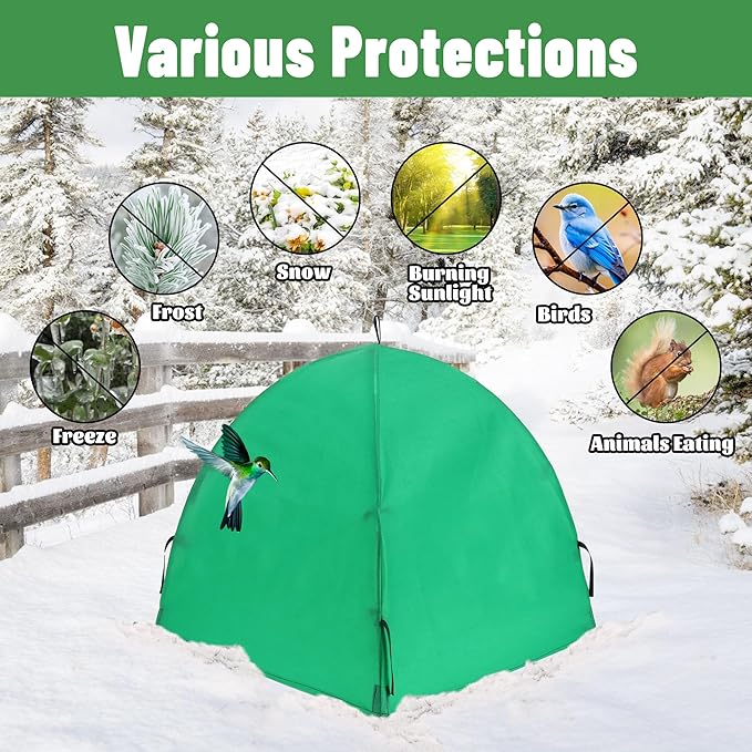 2 Pack Winter Plant Covers Freeze Protection, Shrub Covers Warm Plant Tents for Winter, Frost Protection for Outdoor Plants from Freezing Animals Eating (36" x 36" x 38")
