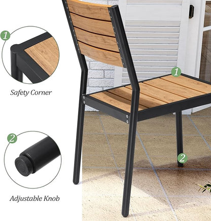 Pellebant 11 Piece Patio Table and Chairs Set for 10, Aluminum Outdoor Dining Set with Umbrella Hole, Stackable Dining Chairs & 94" Dining Table, Brown