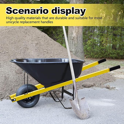 Gisafai 1 Pair Wheelbarrow Replacement Handles Kit 60 Inches Metal Wheelbarrow Handles Heavy Duty Yellow, Easy Install