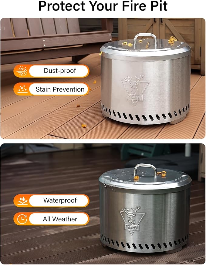 YEFU Fire Pit Lid for Solo Stove Bonfire 19.5 Inch, Portable 304 Stainless Steel Cover Accessory for 19" Outdoor Firepit, Waterproof Anti-Dust and All-Weather Resistant