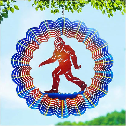 Bigfoot Wind Spinners Big Foot Sasquatch Gifts for Women/Men 12 inch 3D Stainless Steel Hanging Wind Spinner Metal Wind Catchers Kinetic Sculpture for Indoor/Outdoor Decor, Yard Art, Garden Decoration