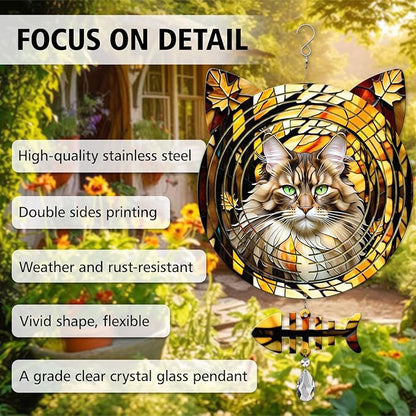 Maine Coon Cat Wind Spinner, Maine Coon Cat Wind Spinner Hanging for Yard and Garden