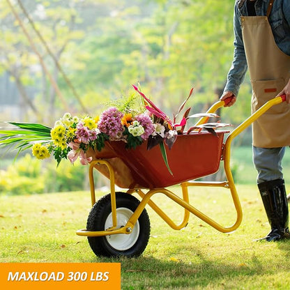 4.80/4.00-8" Air Filled Wheelbarrow Tire,Heavy-Duty Replacement Tire and Inner Tube Set with 3/4 & 5/8 Wheel Bearing and Spacer Kit included,Tubed Tires Non-Slip for Garden Cart Wagon